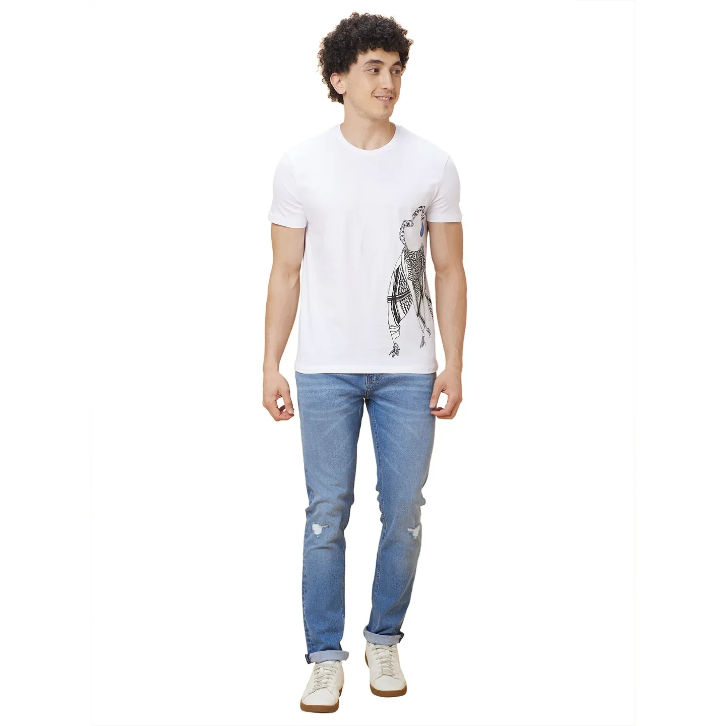 White Regular Fit Men's Short Sleeves T-Shirt by Being Human Clothing - Image 2