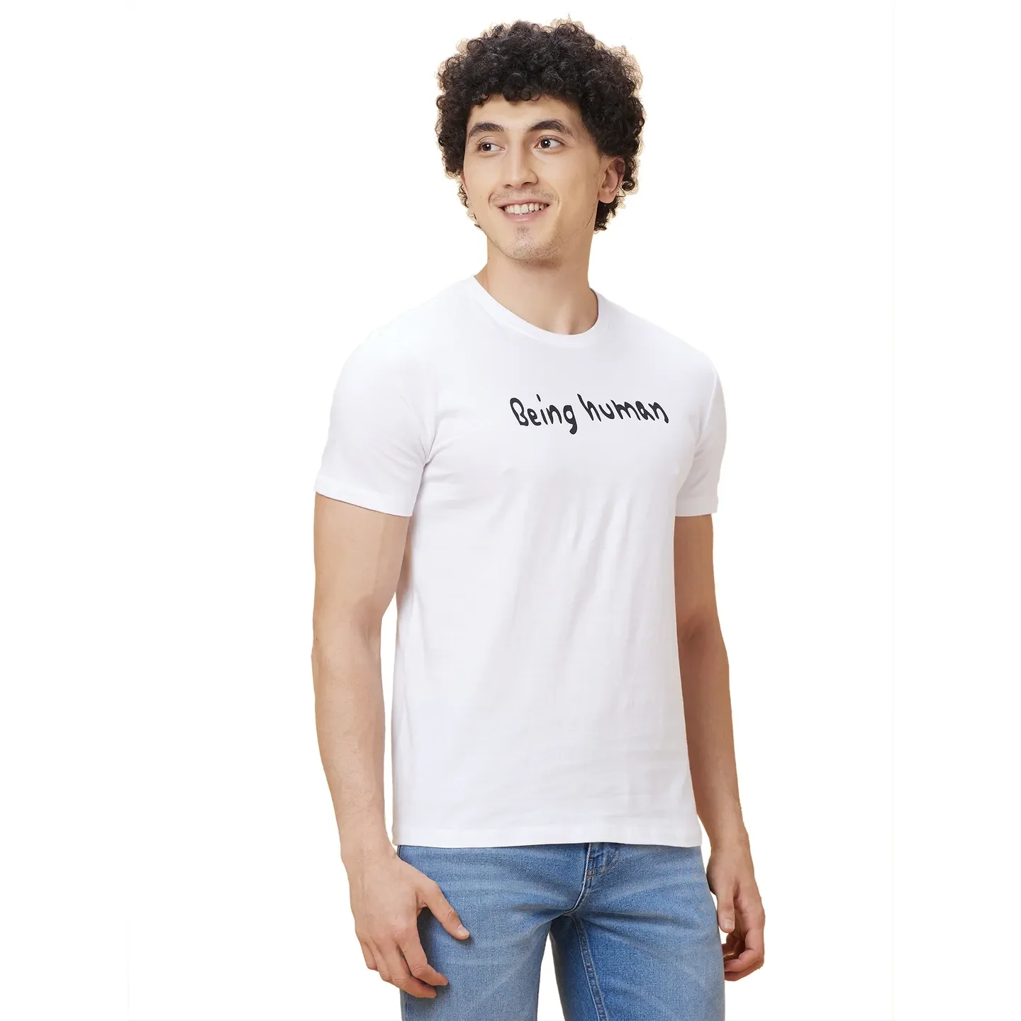 White Regular Fit Men's Short Sleeves T-Shirt by Being Human Clothing - Image 4