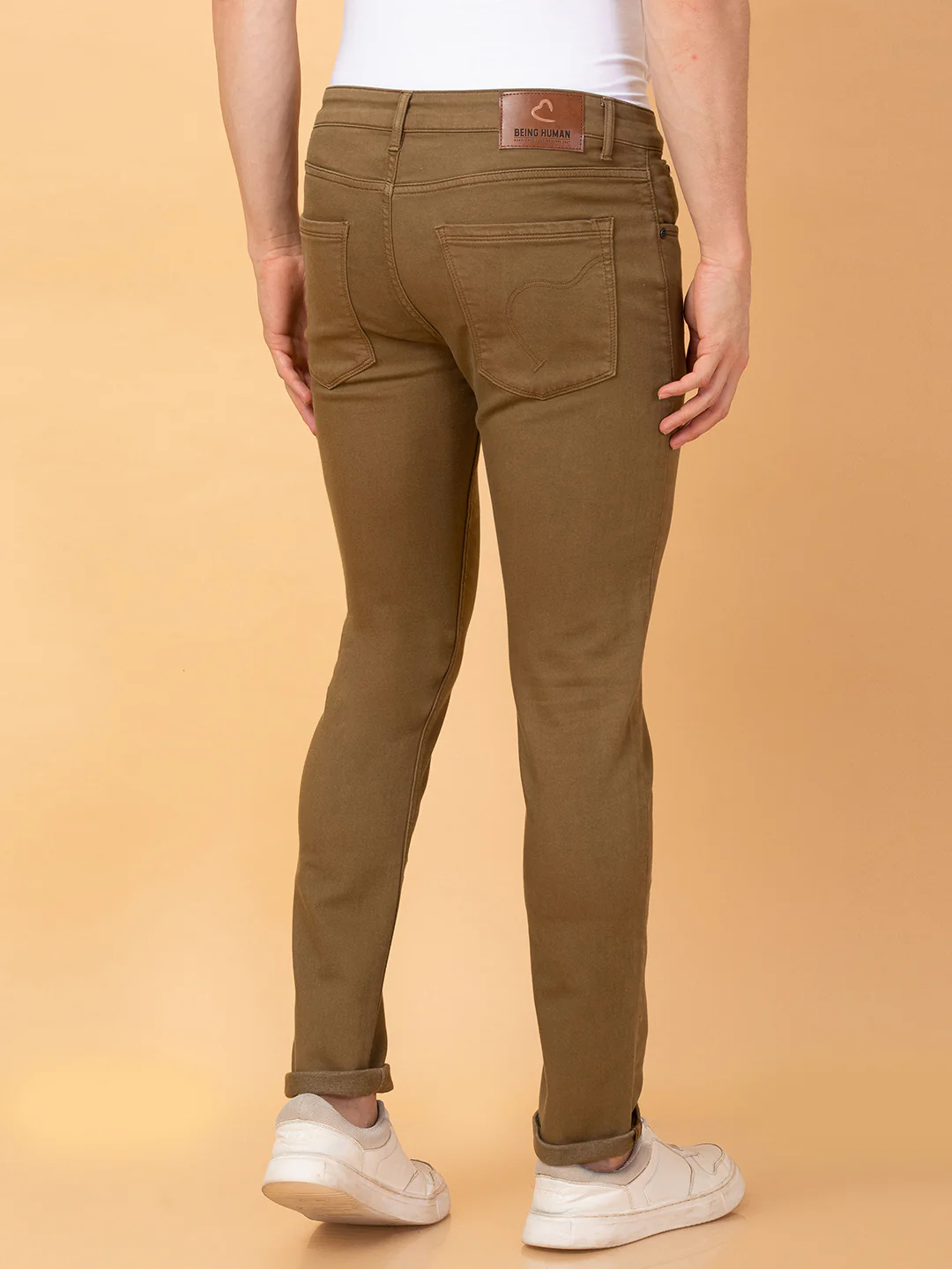Camel Slim Fit Denims For Men By Being Human Clothing - Image 3