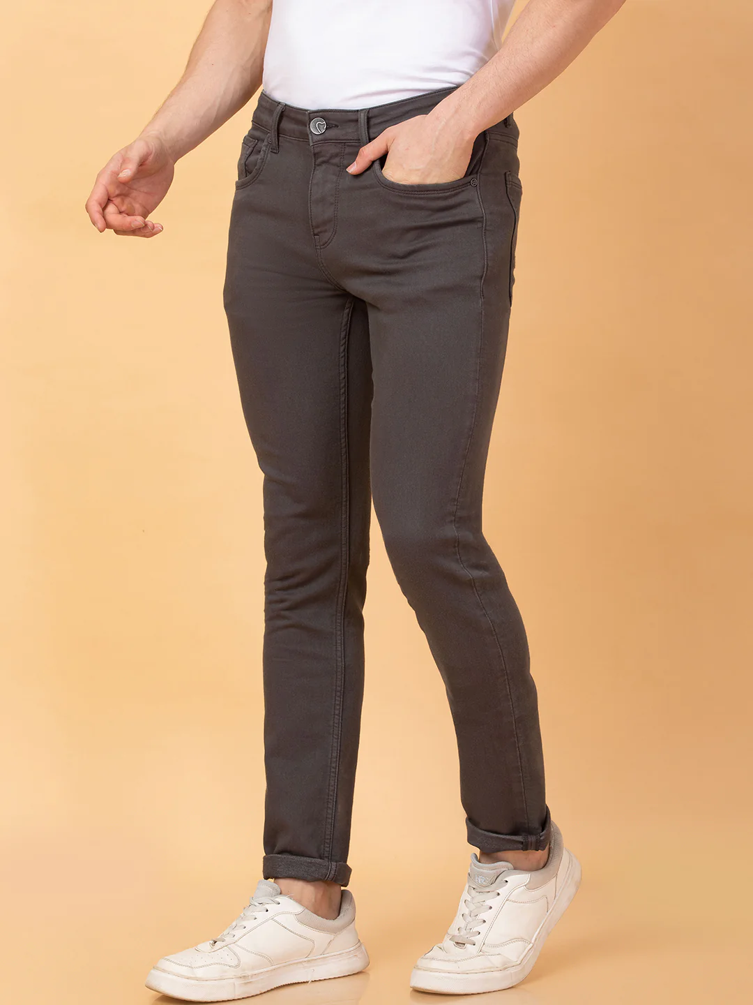 Charcoal Slim Fit Denims For Men By Being Human Clothing - Image 4