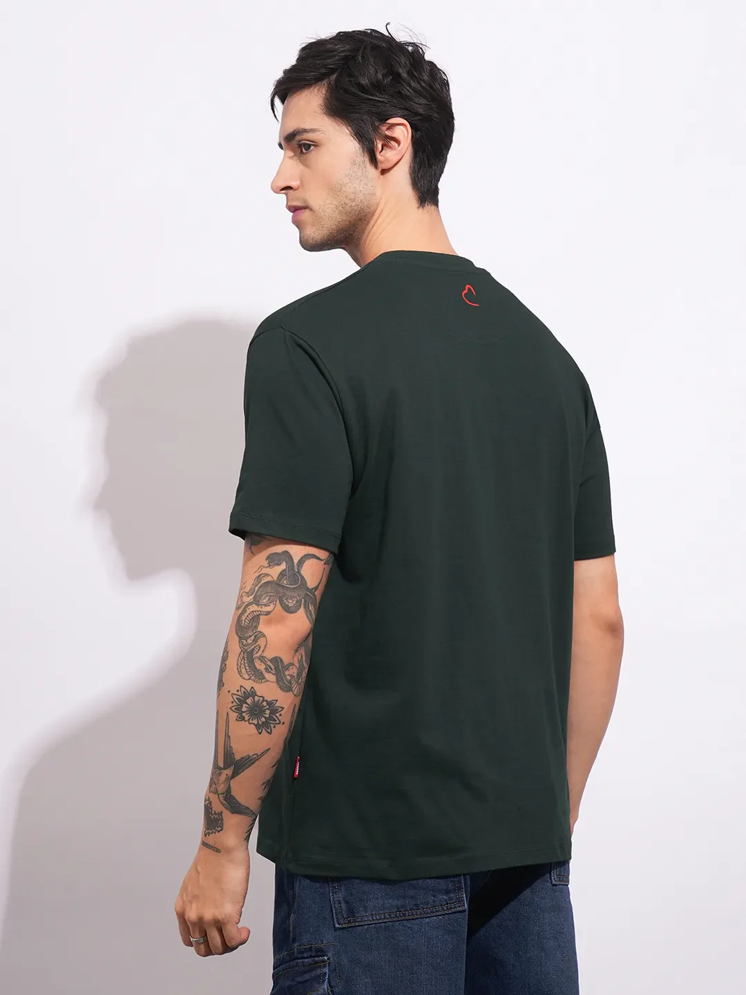 Captain America Dark Green Easy Fit Round Neck Men's T-Shirt by Being Human Clothing - Image 3