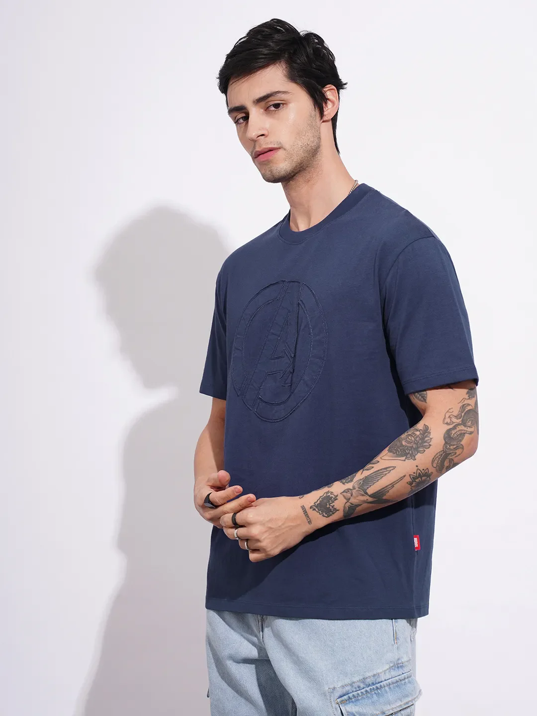 Avengers Navy Easy Fit Round Neck Men's T-Shirt by Being Human Clothing - Image 2