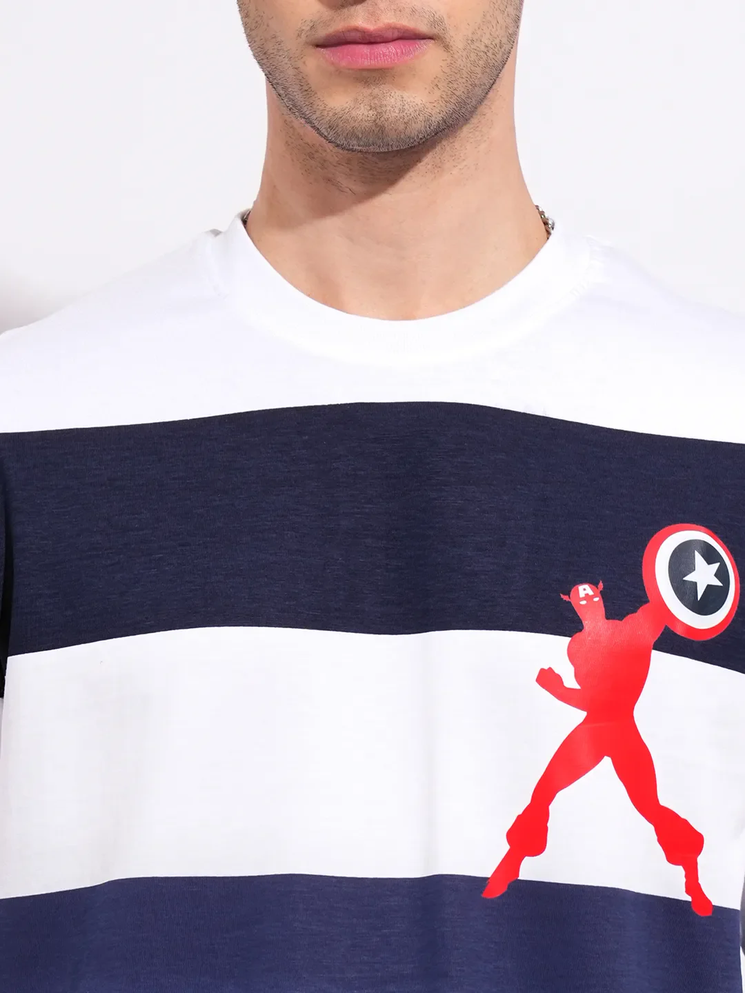 Captain America Navy Easy Fit Round Neck Men's T-Shirt by Being Human Clothing - Image 5