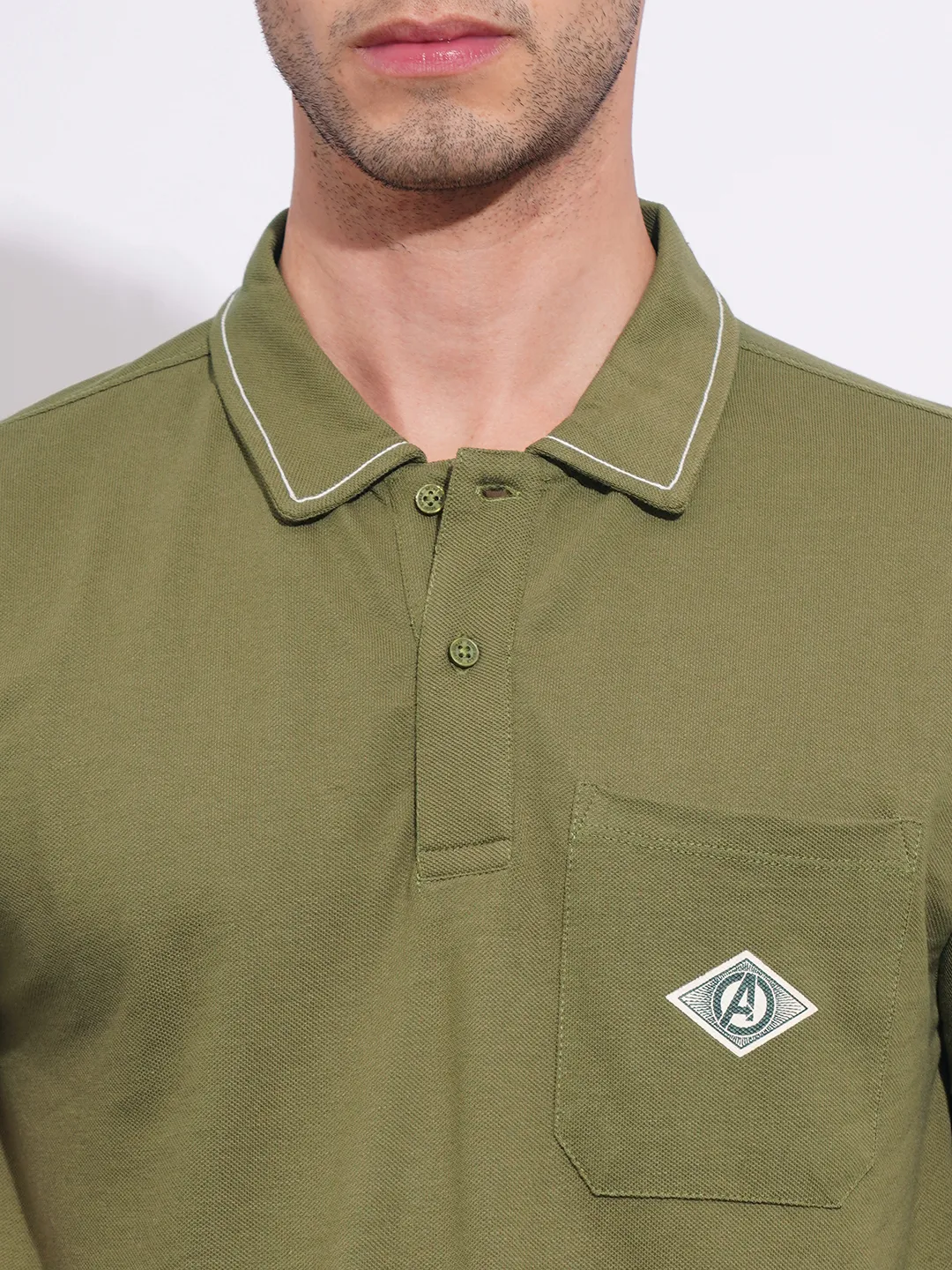 Avengers Olive Regular Fit Men's Polo T-Shirt by Being Human Clothing - Image 5