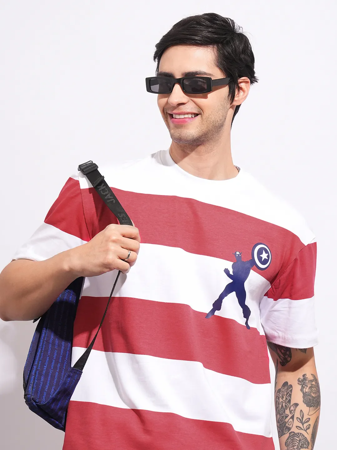 Captain America Red Easy Fit Round Neck Men's T-Shirt by Being Human Clothing - Image 6