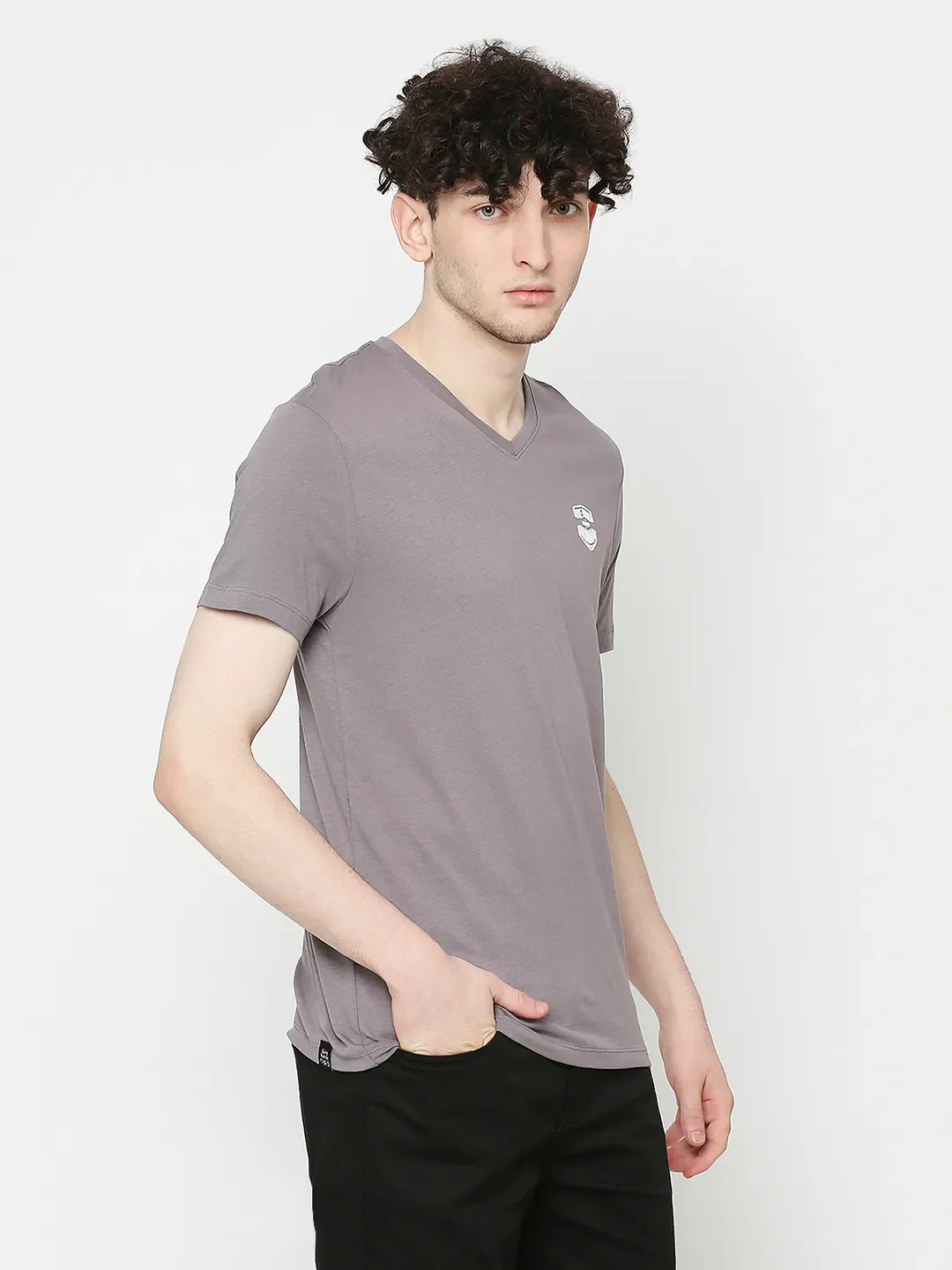 Ash Grey Regular Fit Round Neck Men's T-Shirt by Being Human Clothing - Image 3