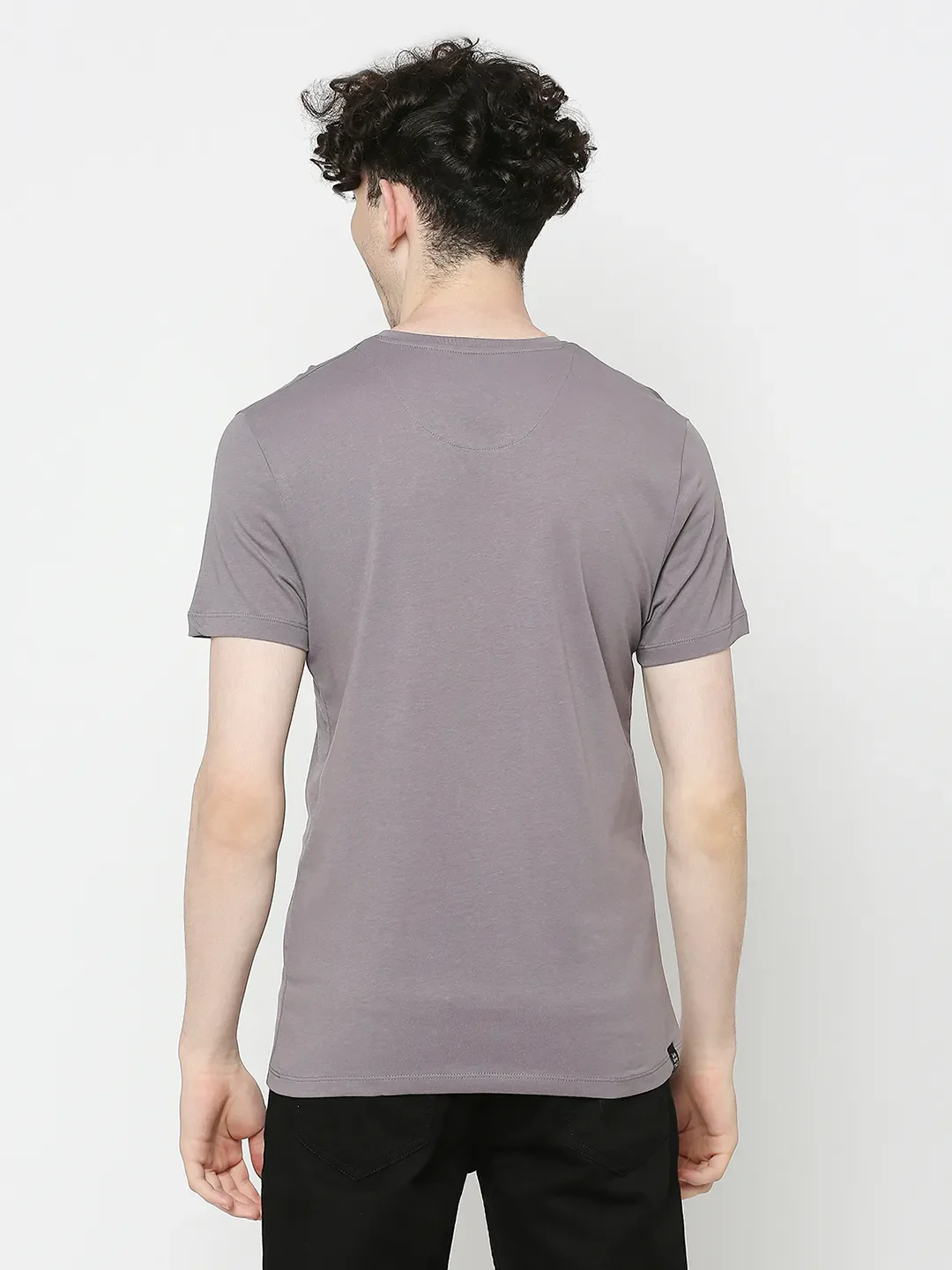 Ash Grey Regular Fit Round Neck Men's T-Shirt by Being Human Clothing - Image 4