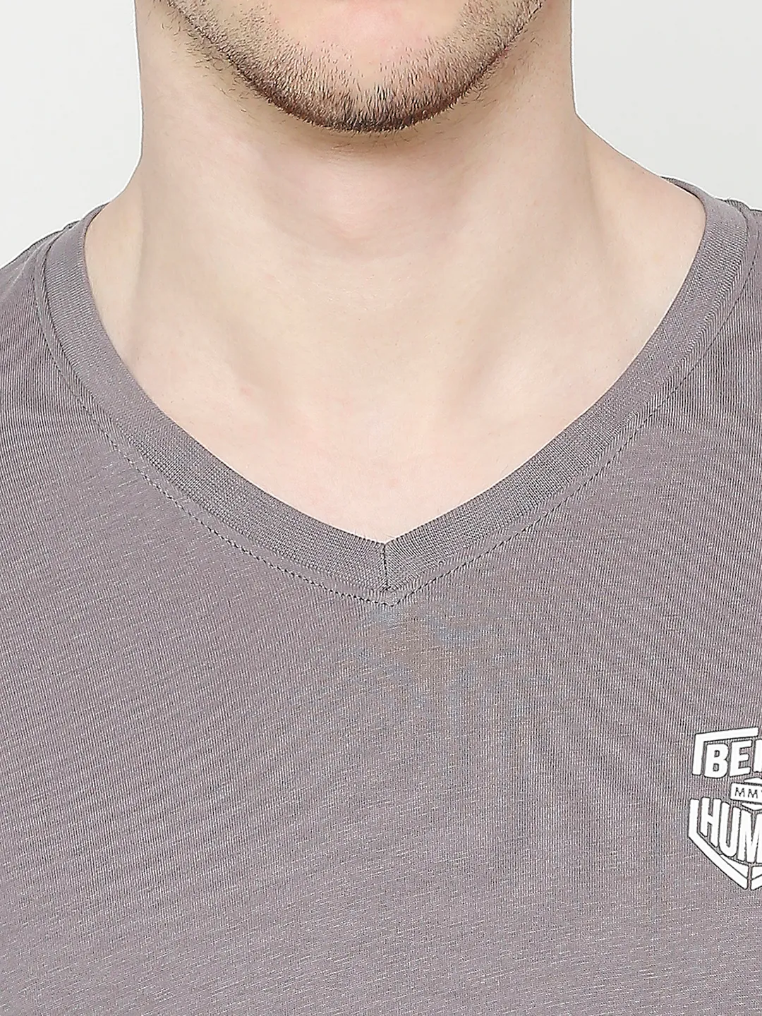 Ash Grey Regular Fit Round Neck Men's T-Shirt by Being Human Clothing - Image 5