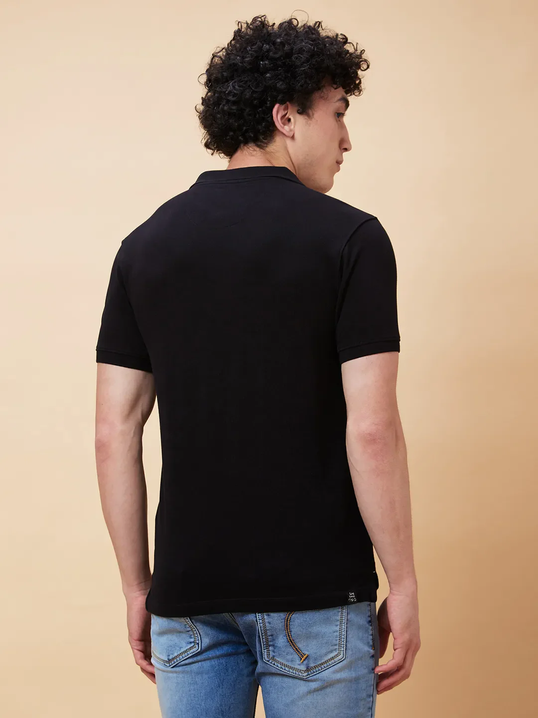 Black Regular Fit Men's Polo T-Shirt by Being Human Clothing - Image 4