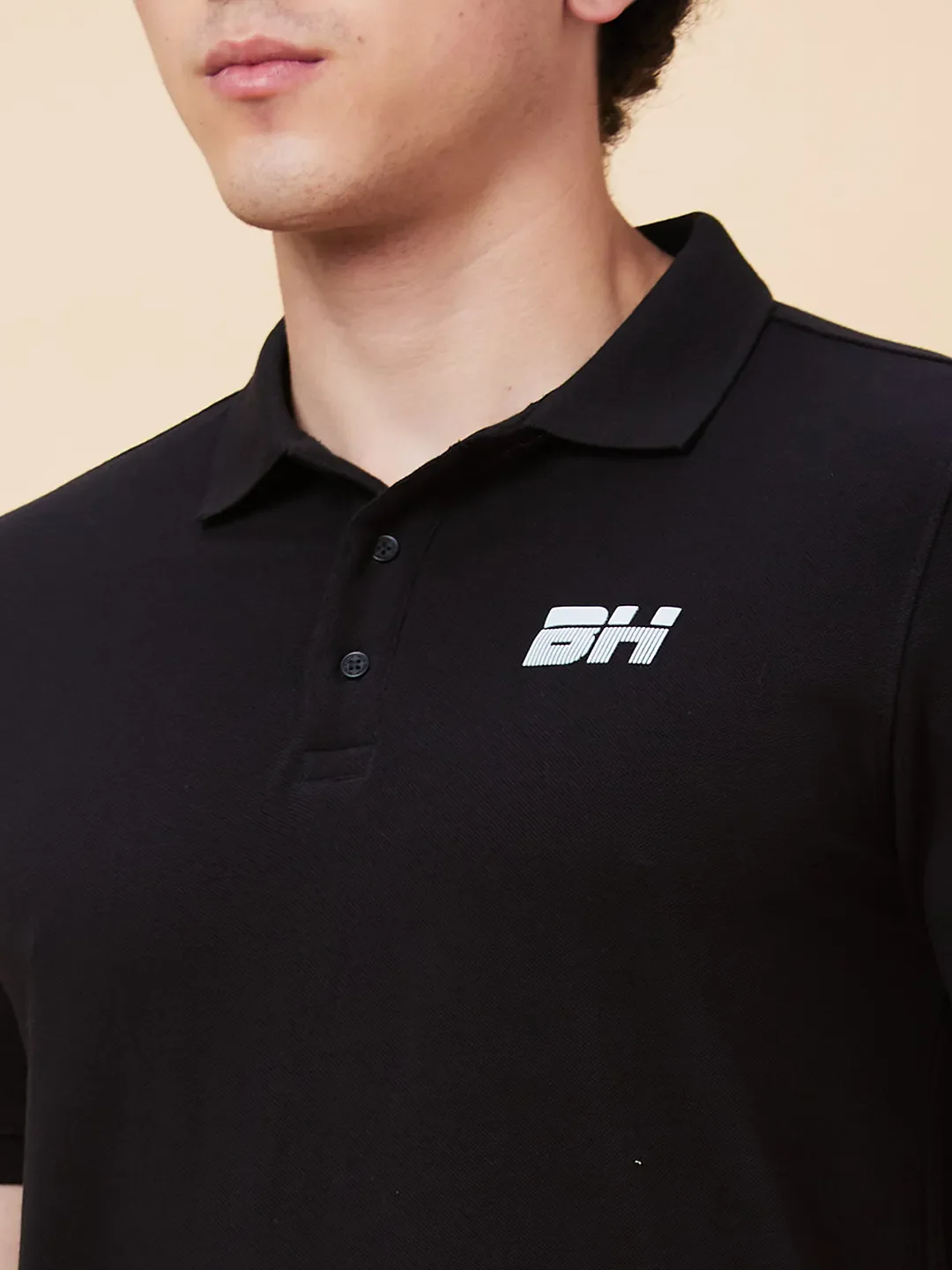 Black Regular Fit Men's Polo T-Shirt by Being Human Clothing - Image 5