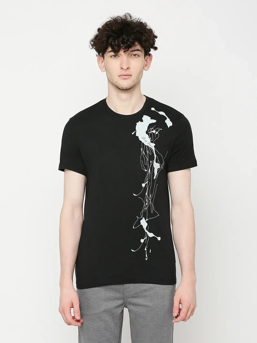 Black Regular Fit Men's Short Sleeves T-Shirt by Being Human Clothing