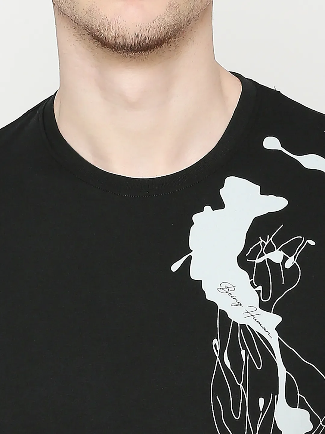 Black Regular Fit Men's Short Sleeves T-Shirt by Being Human Clothing - Image 5