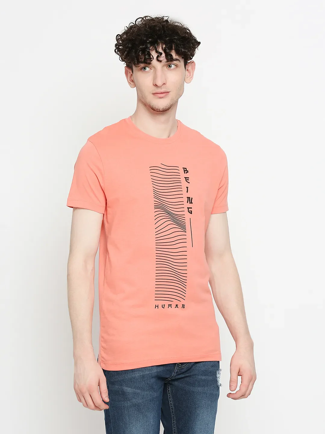 Coral Regular Fit Round Neck Men's T-Shirt by Being Human Clothing - Image 3