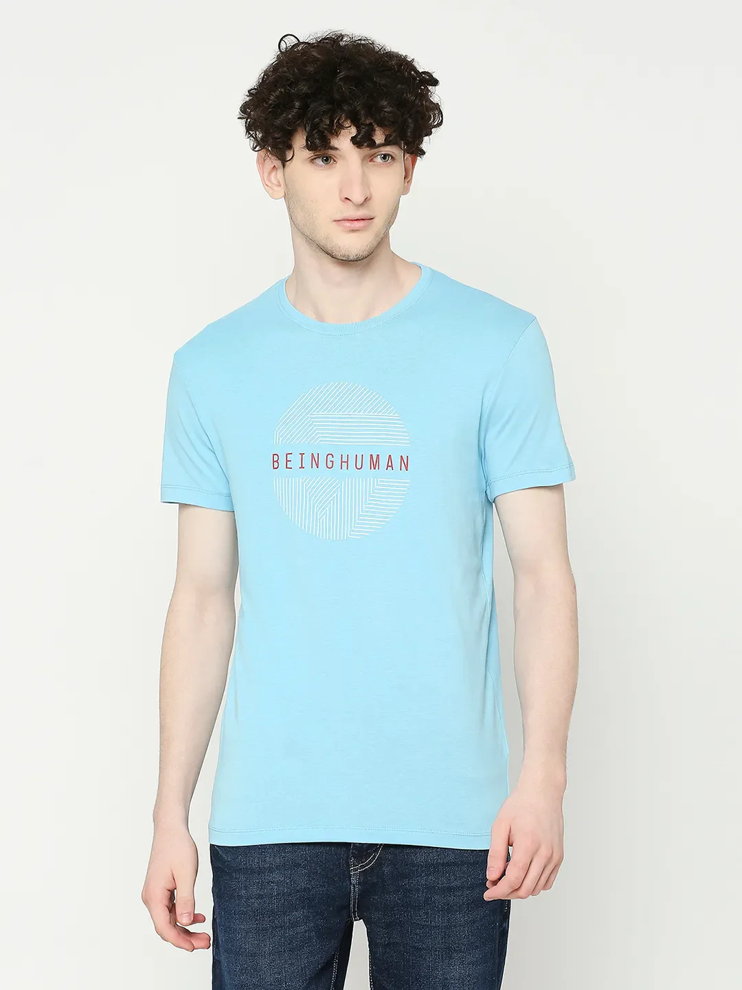 Blue Regular Fit Men's Short Sleeves T-Shirt by Being Human Clothing