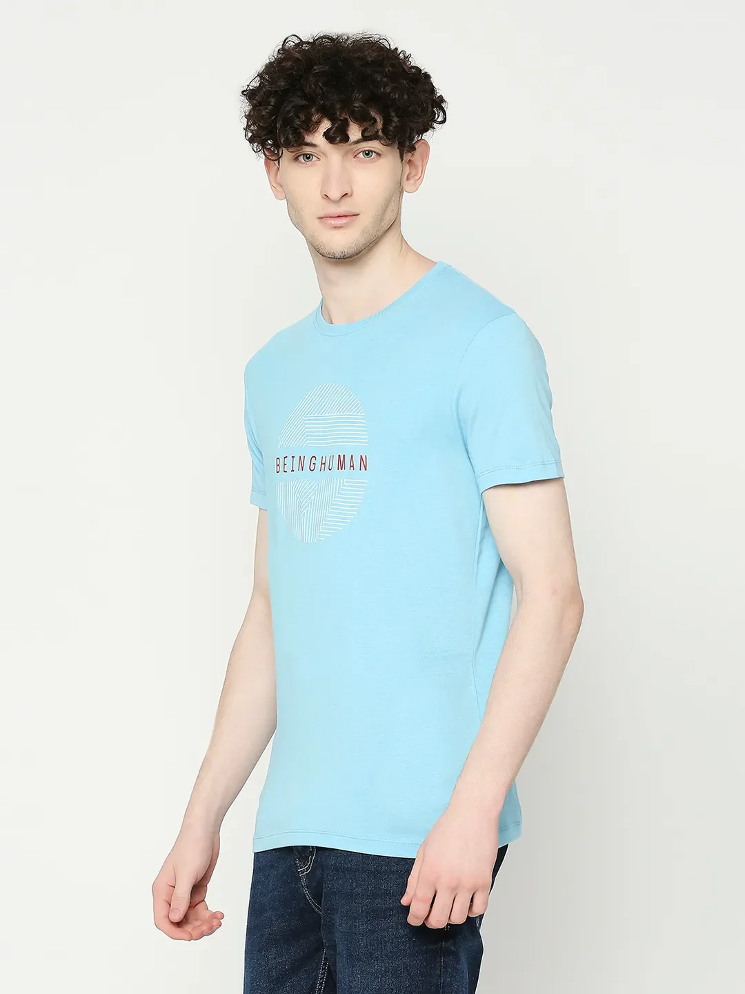 Blue Regular Fit Men's Short Sleeves T-Shirt by Being Human Clothing - Image 2