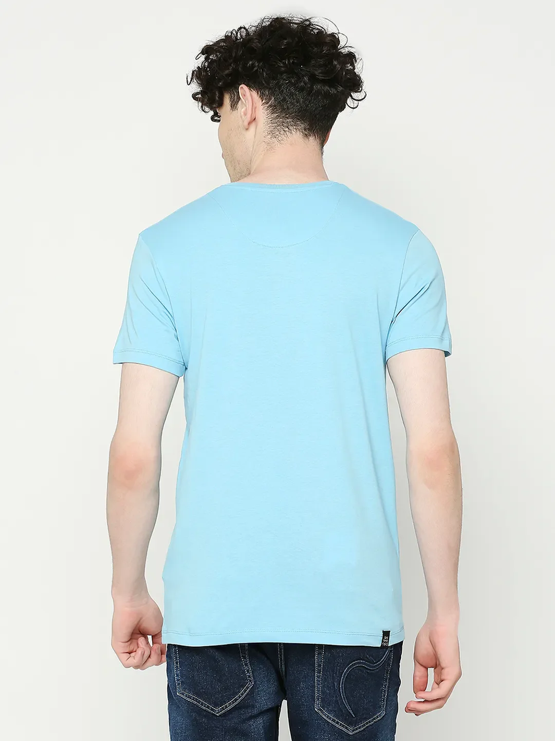 Blue Regular Fit Men's Short Sleeves T-Shirt by Being Human Clothing - Image 4