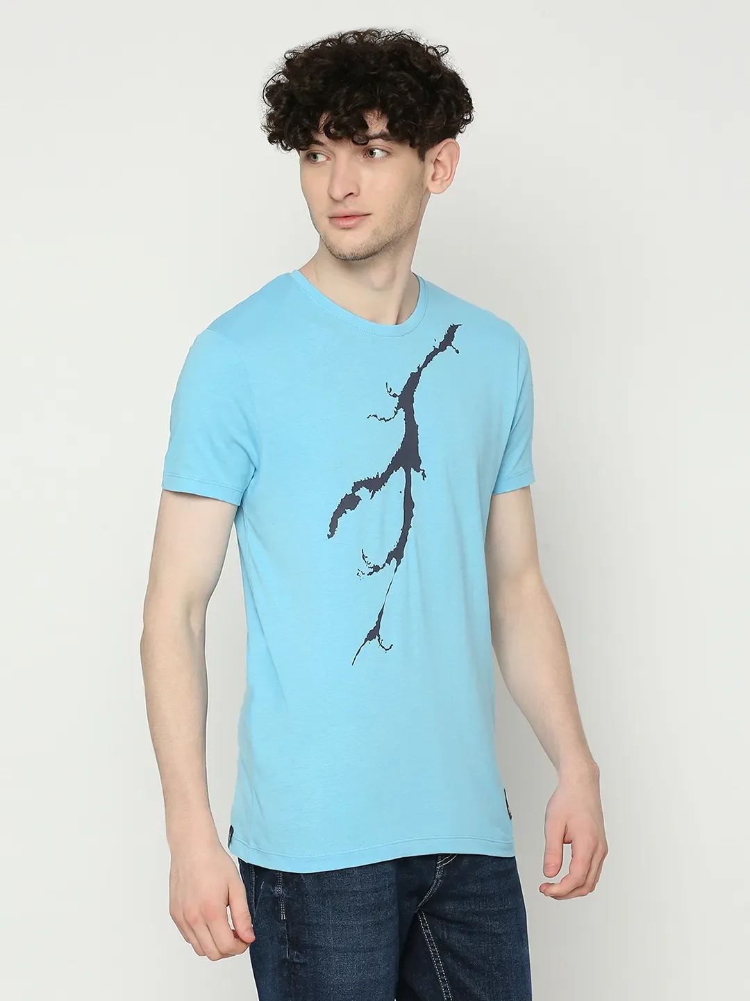 Blue Regular Fit Men's Short Sleeves T-Shirt by Being Human Clothing - Image 3