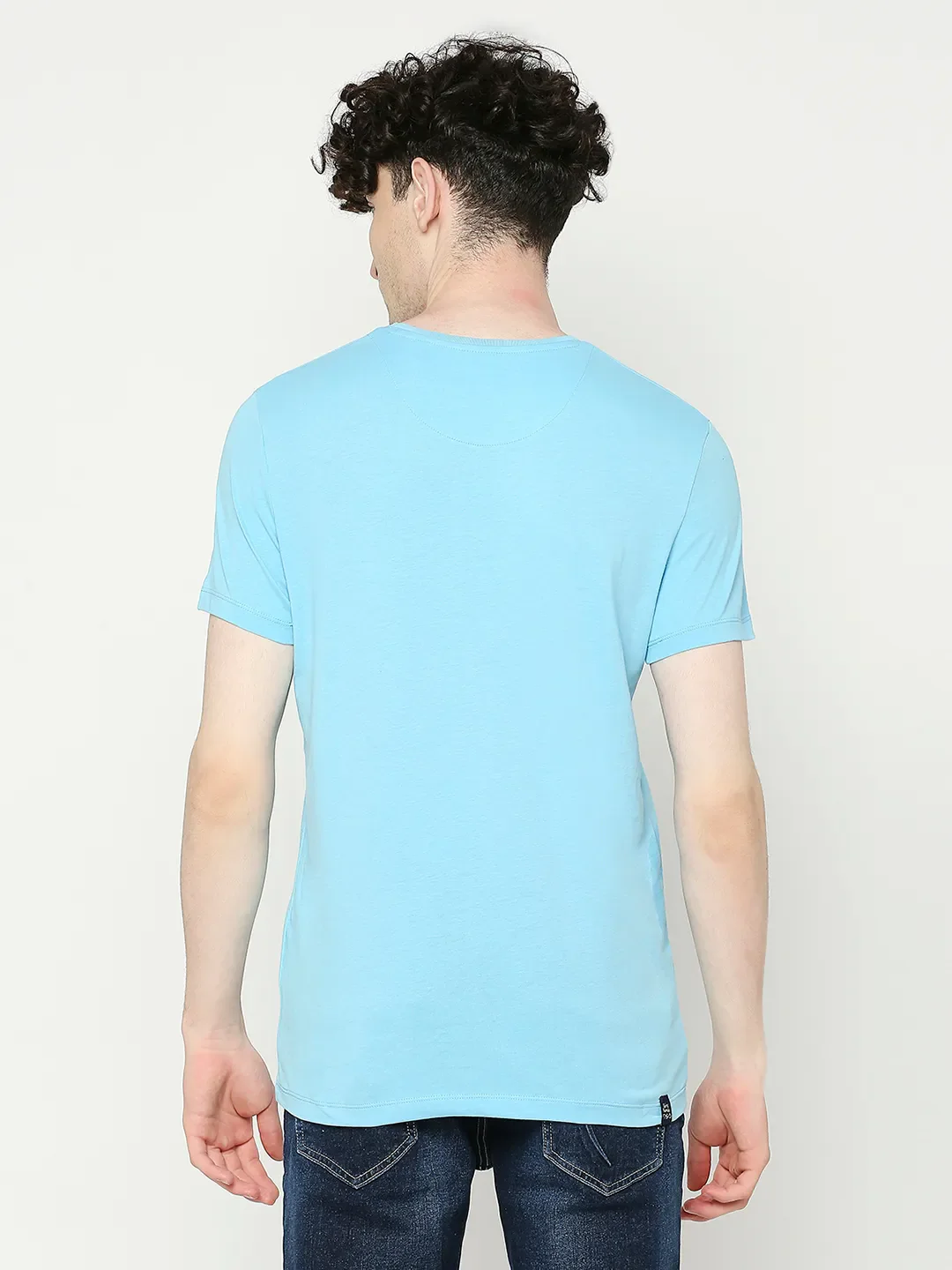 Blue Regular Fit Men's Short Sleeves T-Shirt by Being Human Clothing - Image 4