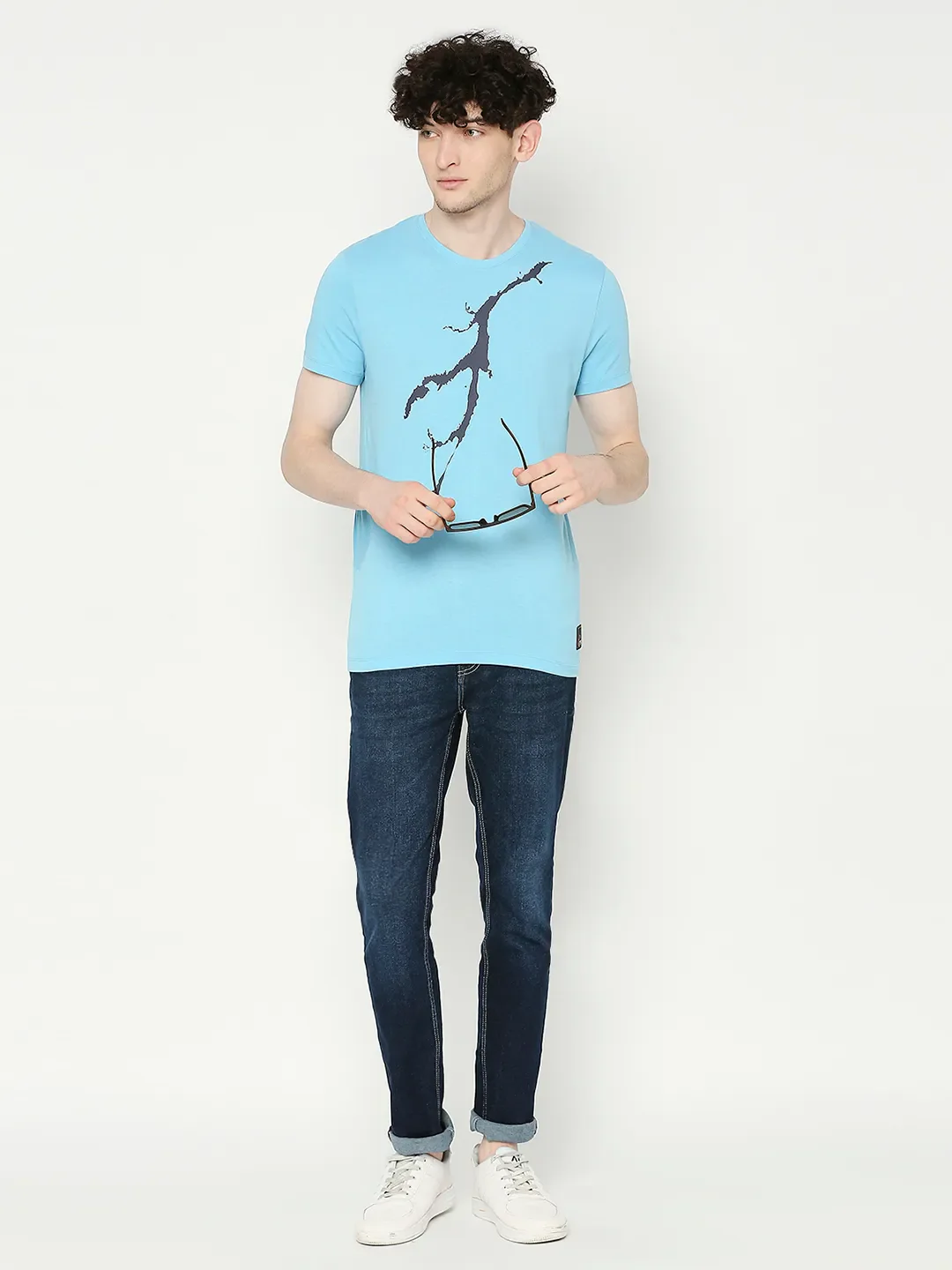Blue Regular Fit Men's Short Sleeves T-Shirt by Being Human Clothing - Image 6