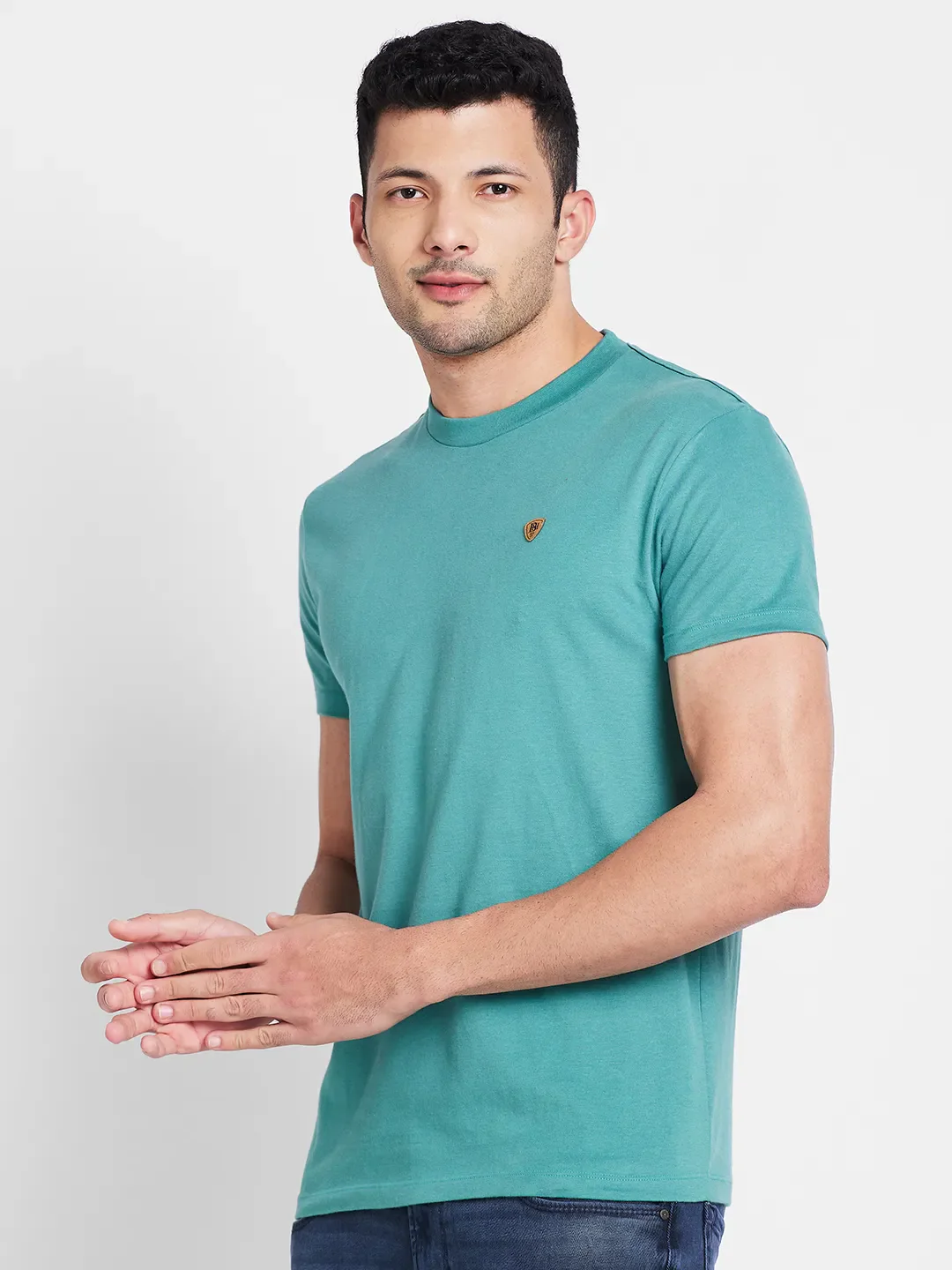Green Regular Fit Round Neck Men's T-Shirt by Being Human Clothing - Image 4