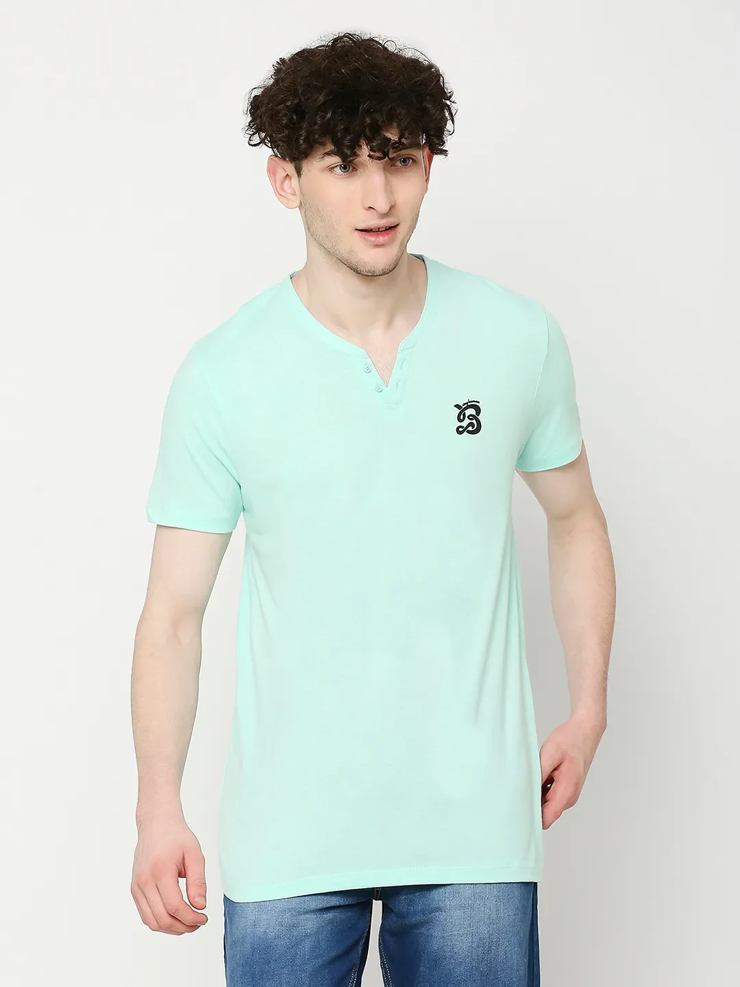 Green Regular Fit Round Neck Men's T-Shirt by Being Human Clothing