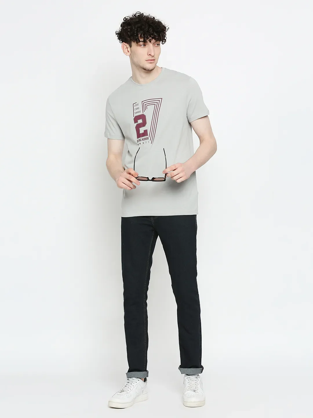 Grey Regular Fit Men's Short Sleeves T-Shirt by Being Human Clothing - Image 6