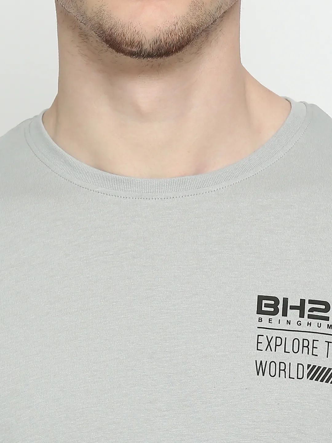 Grey Regular Fit Men's Short Sleeves T-Shirt by Being Human Clothing - Image 5
