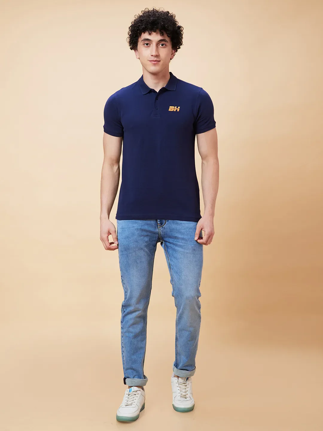 Navy Regular Fit Men's Polo T-Shirt by Being Human Clothing - Image 2
