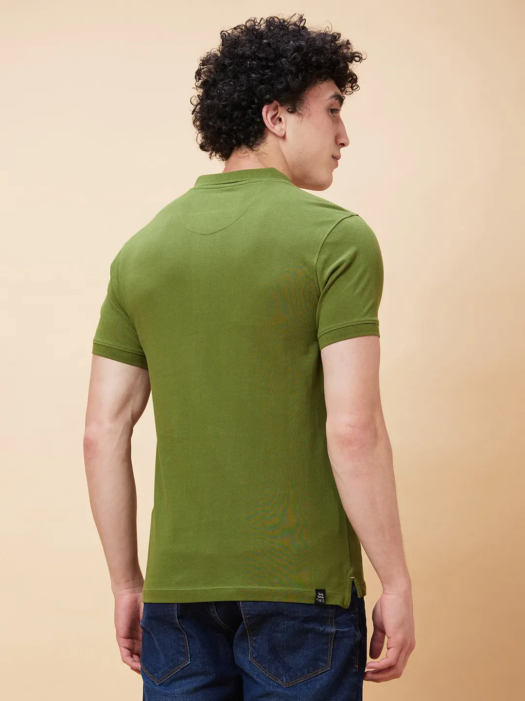 Green Regular Fit Men's Polo T-Shirt by Being Human Clothing - Image 4