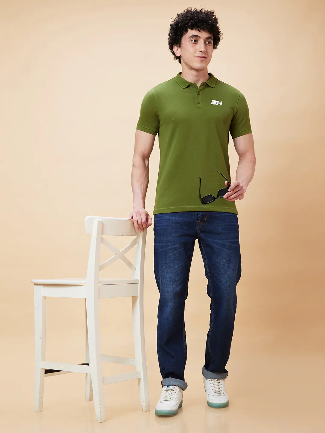 Green Regular Fit Men's Polo T-Shirt by Being Human Clothing - Image 6
