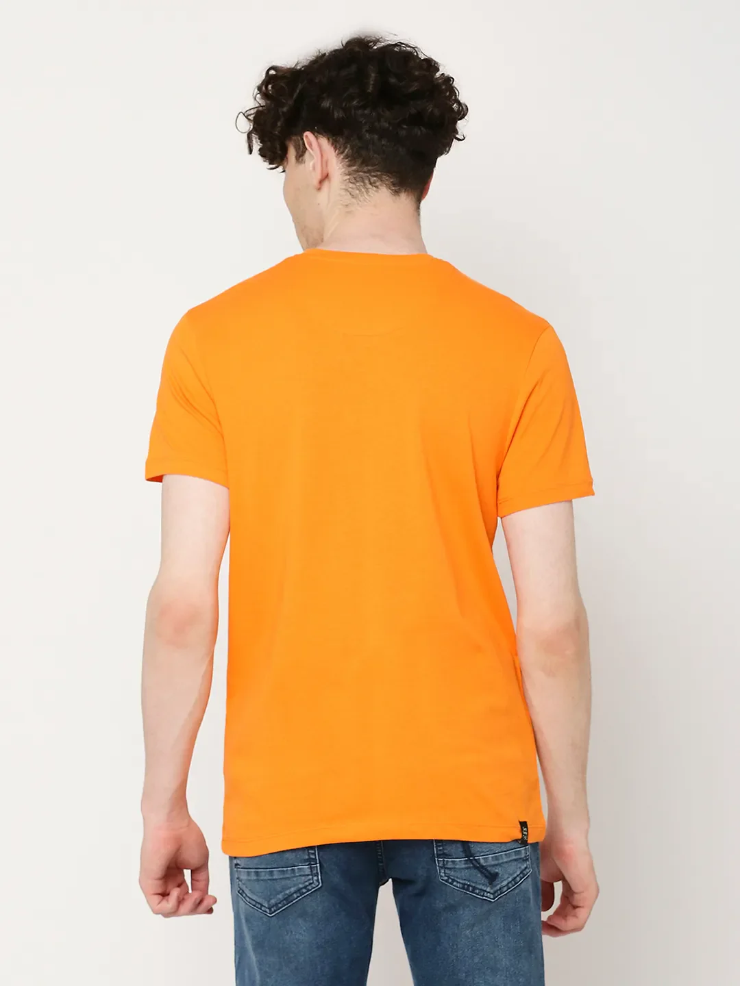 Orange Regular Fit Round Neck Men's T-Shirt by Being Human Clothing - Image 4
