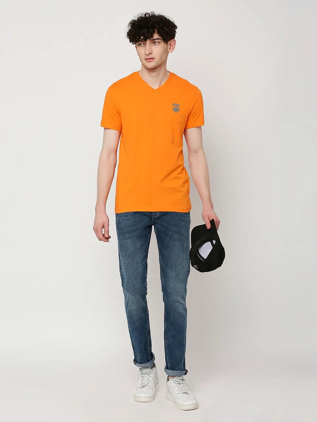Orange Regular Fit Round Neck Men's T-Shirt by Being Human Clothing - Image 6