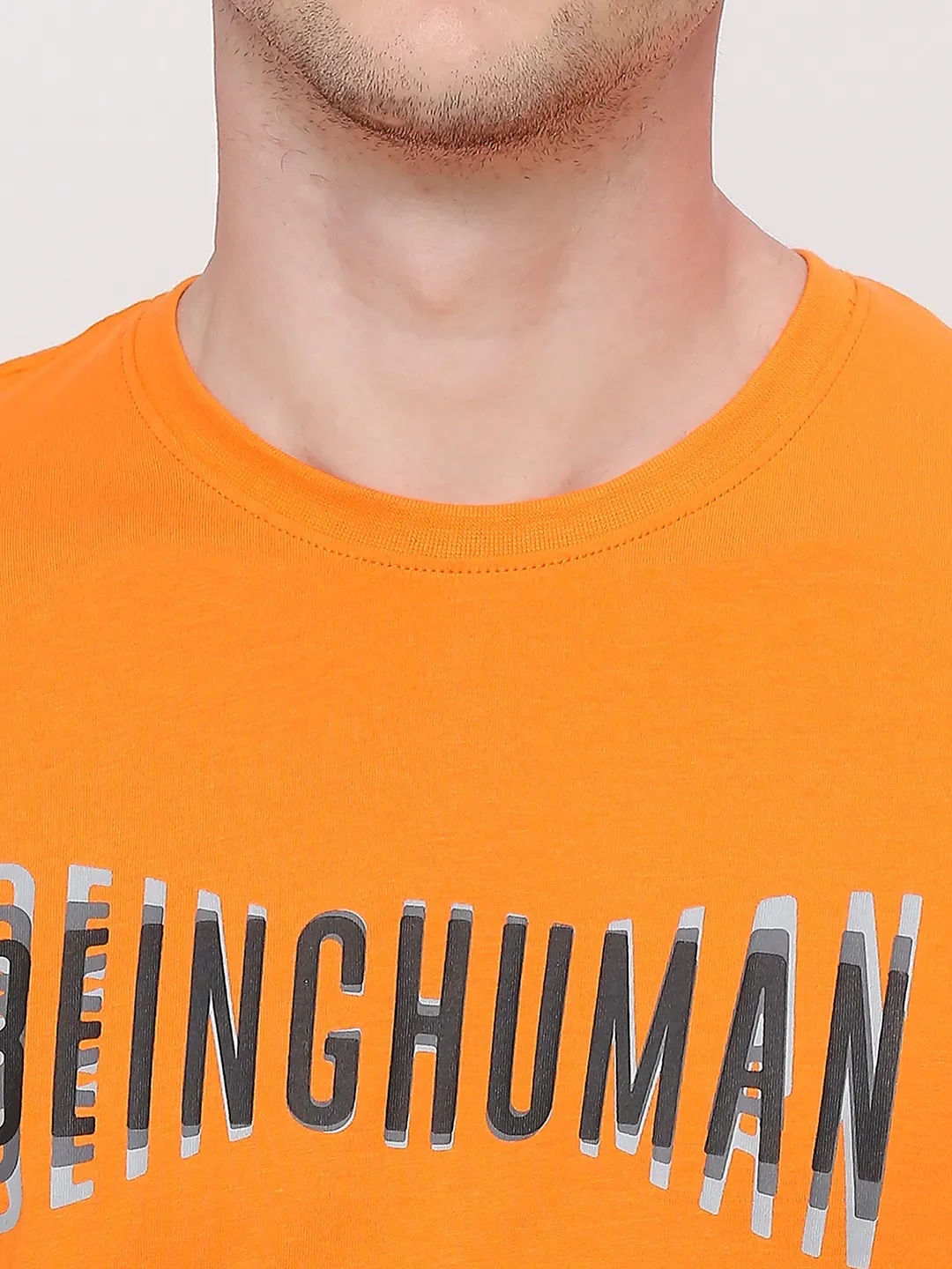 Orange Regular Fit Round Neck Men's T-Shirt by Being Human Clothing - Image 5