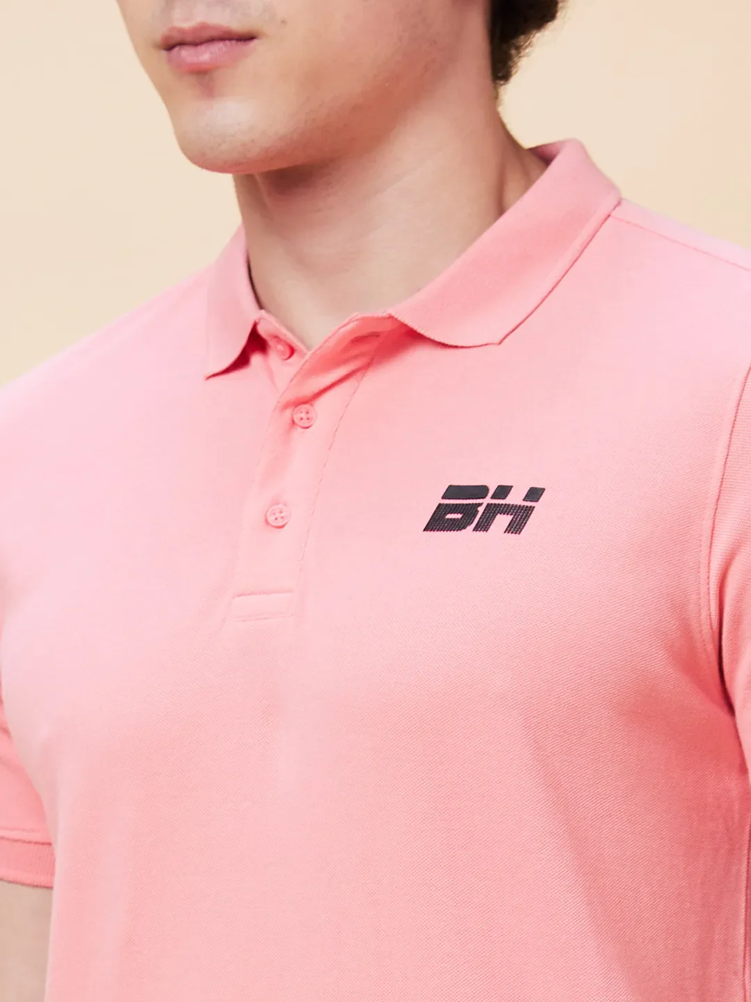Pink Regular Fit Men's Polo T-Shirt by Being Human Clothing - Image 5