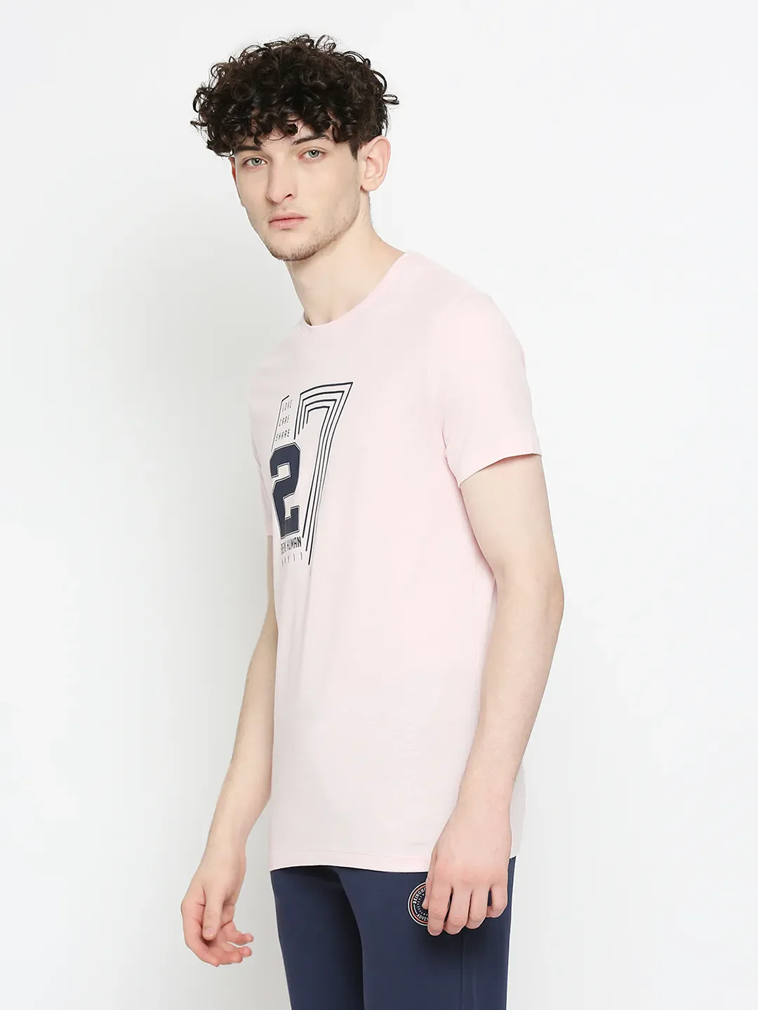 Pink Regular Fit Round Neck Men's T-Shirt by Being Human Clothing - Image 2