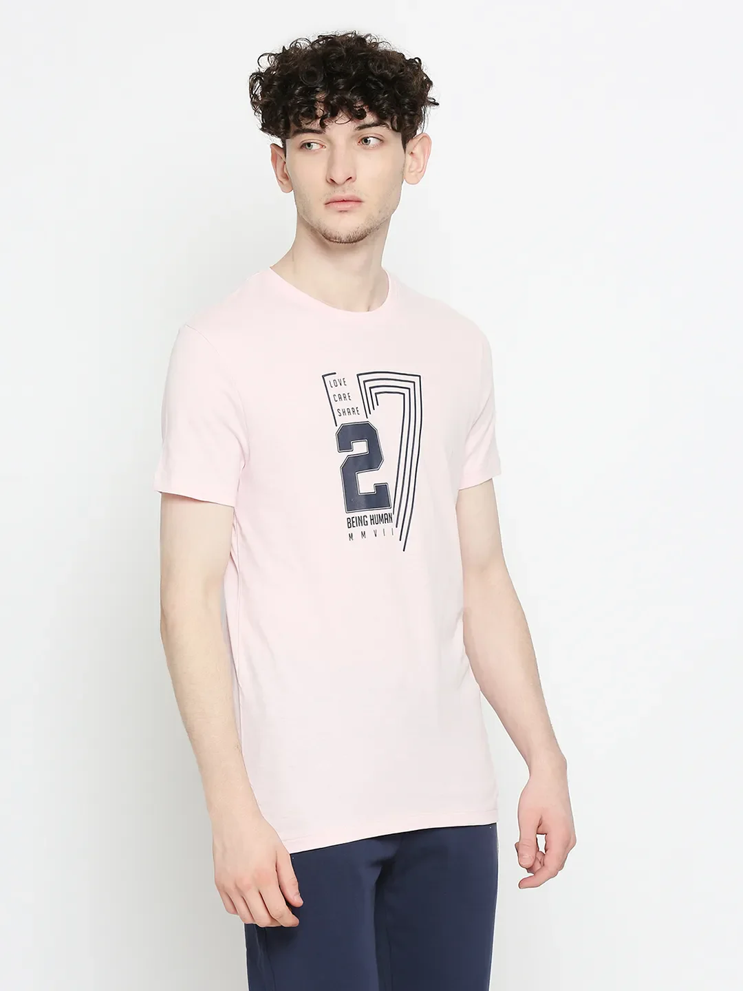 Pink Regular Fit Round Neck Men's T-Shirt by Being Human Clothing - Image 3