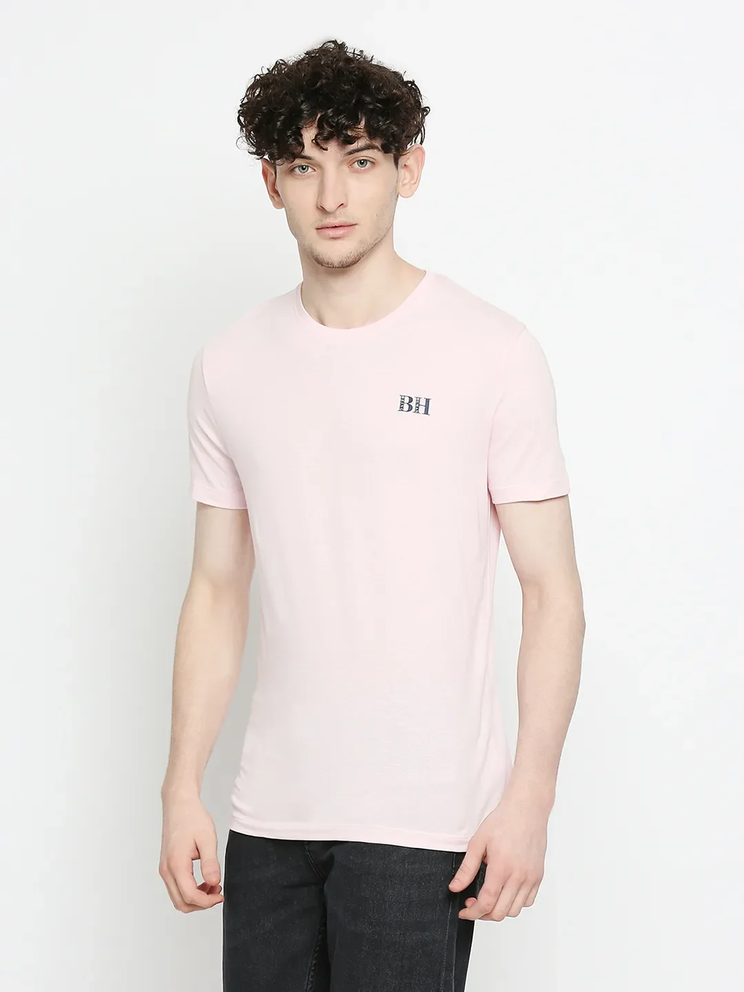 Pink Regular Fit Round Neck Men's T-Shirt by Being Human Clothing - Image 2