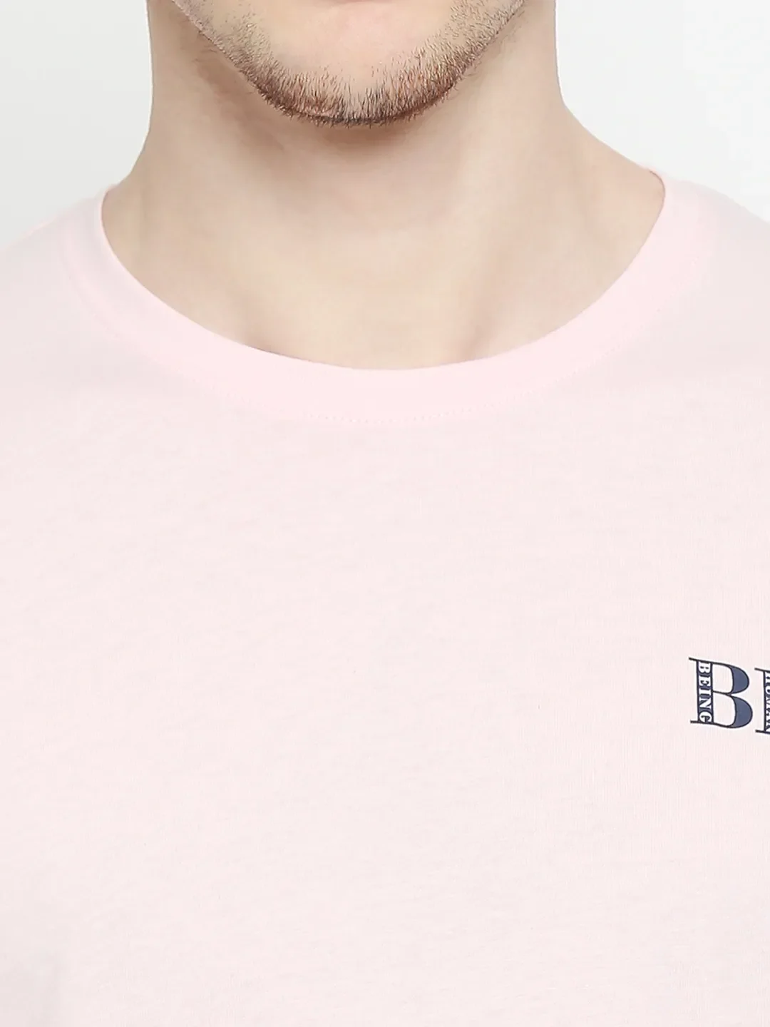 Pink Regular Fit Round Neck Men's T-Shirt by Being Human Clothing - Image 5