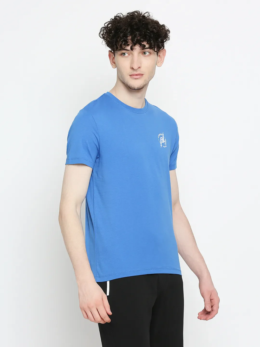 Royal Blue Regular Fit Round Neck Men's T-Shirt by Being Human Clothing - Image 3
