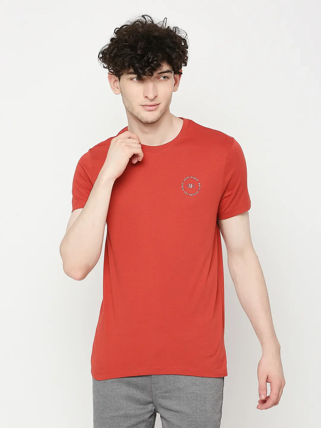 Orange Regular Fit Men's Short Sleeves T-Shirt by Being Human Clothing