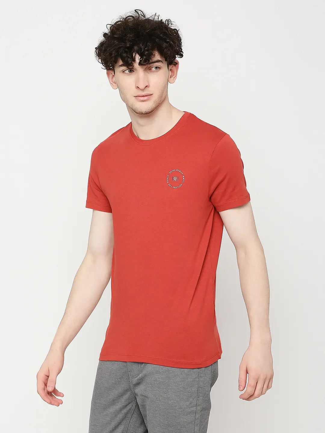 Orange Regular Fit Men's Short Sleeves T-Shirt by Being Human Clothing - Image 2