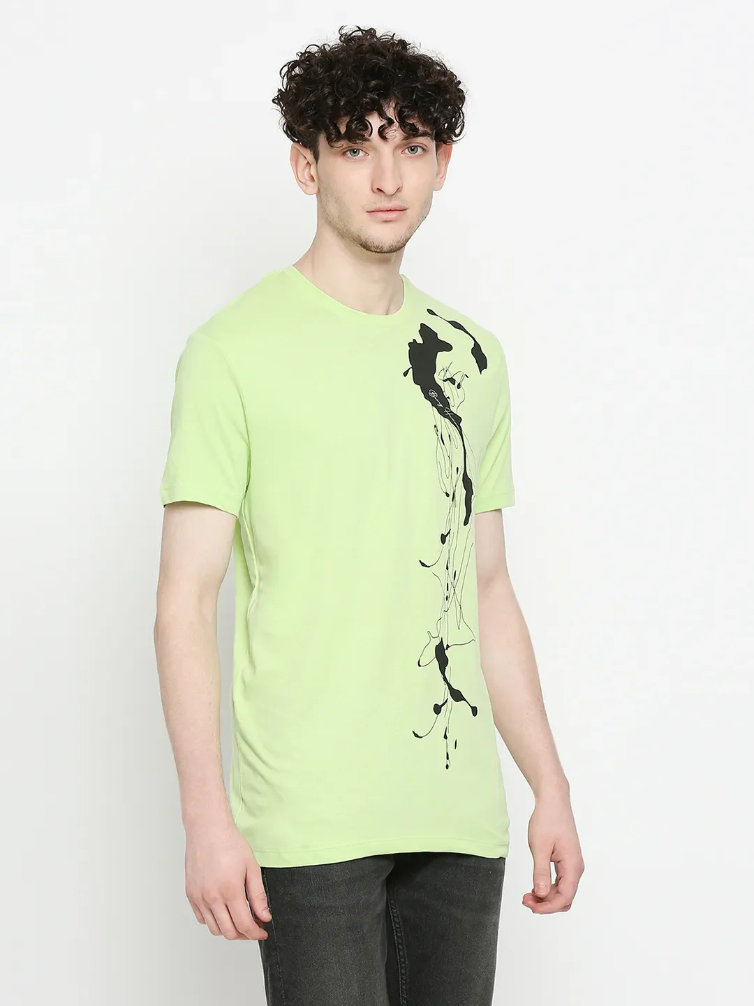 Sap Green Regular Fit Round Neck Men's T-Shirt by Being Human Clothing - Image 3
