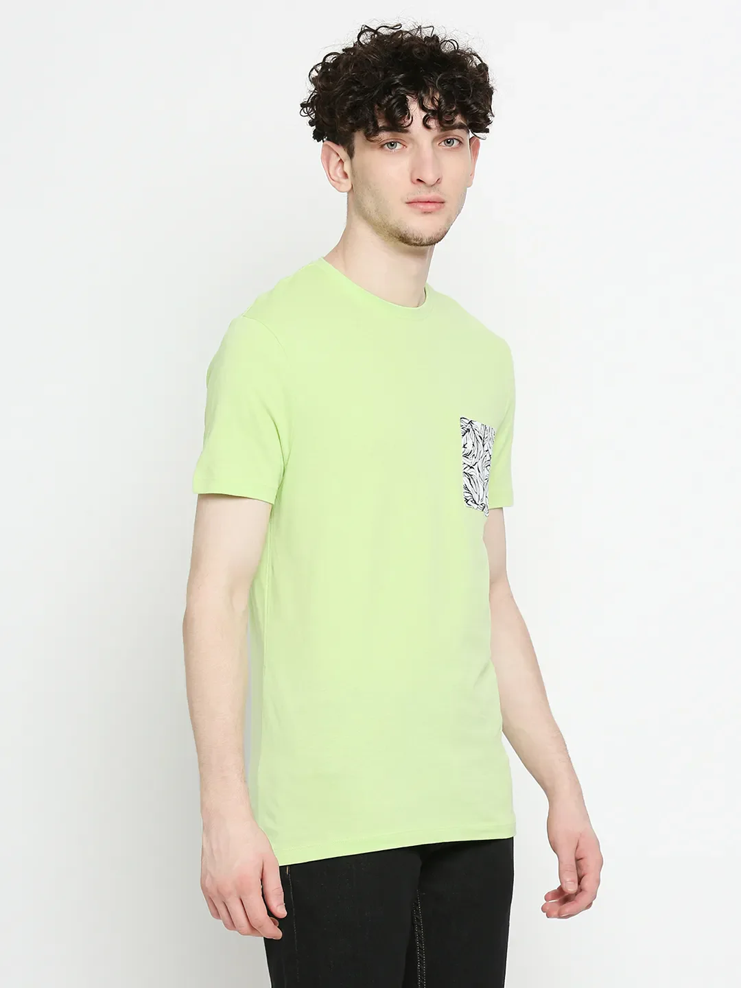 Sap Green Regular Fit Round Neck Men's T-Shirt by Being Human Clothing - Image 3