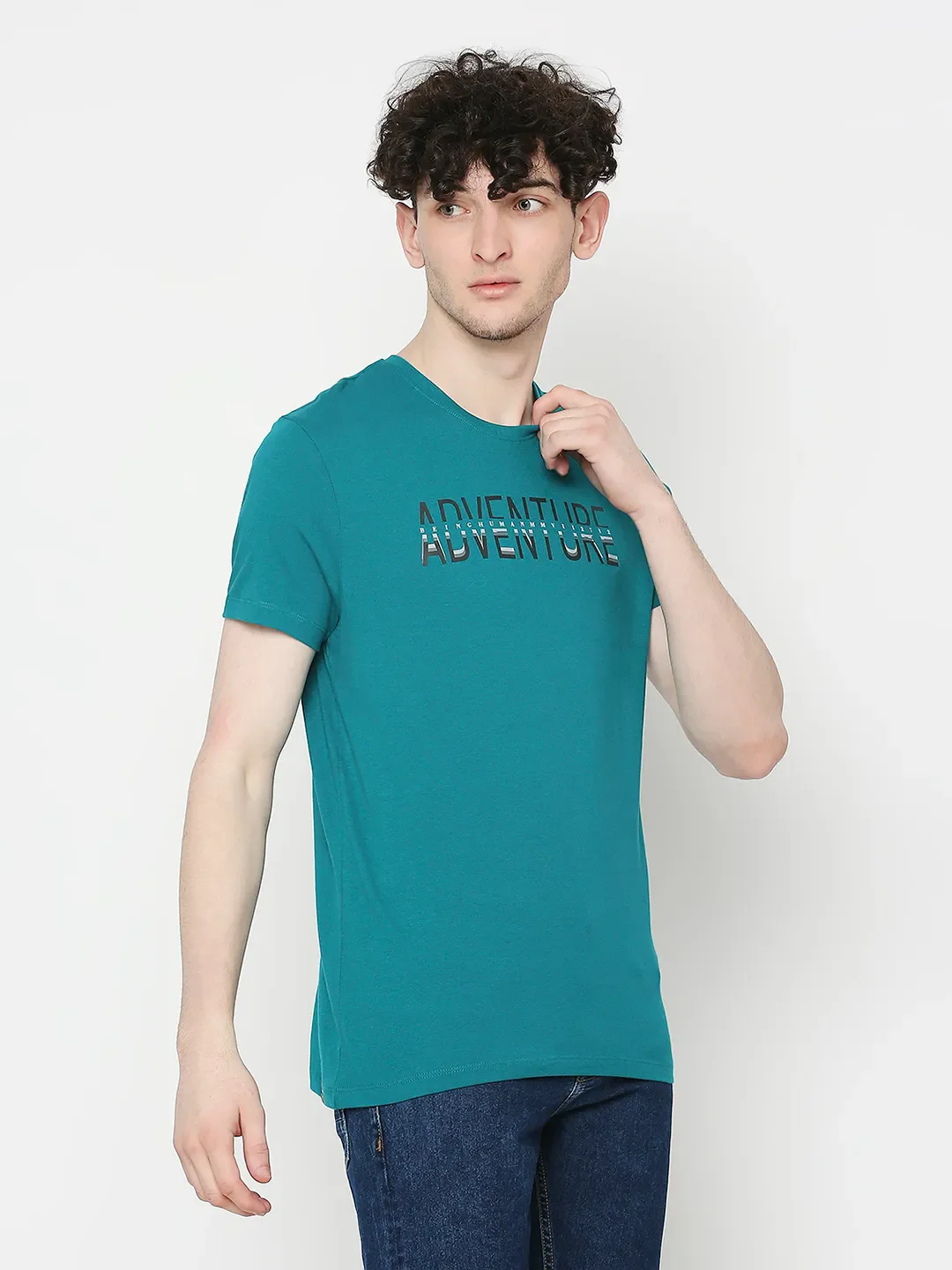 Blue Regular Fit Men's Short Sleeves T-Shirt by Being Human Clothing - Image 3