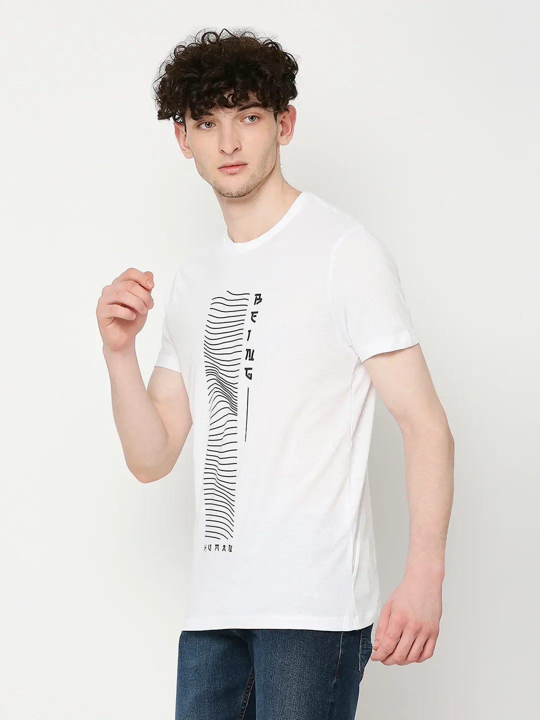 White Regular Fit Men's Short Sleeves T-Shirt by Being Human Clothing - Image 2