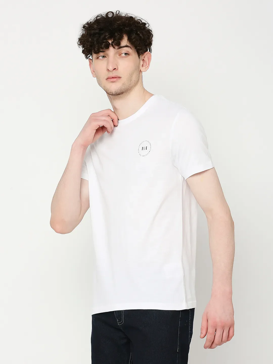 White Regular Fit Men's Short Sleeves T-Shirt by Being Human Clothing - Image 2