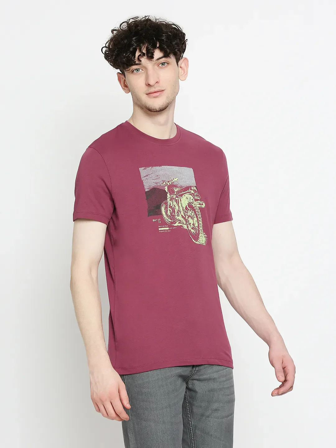Wine Regular Fit Round Neck Men's T-Shirt by Being Human Clothing - Image 3