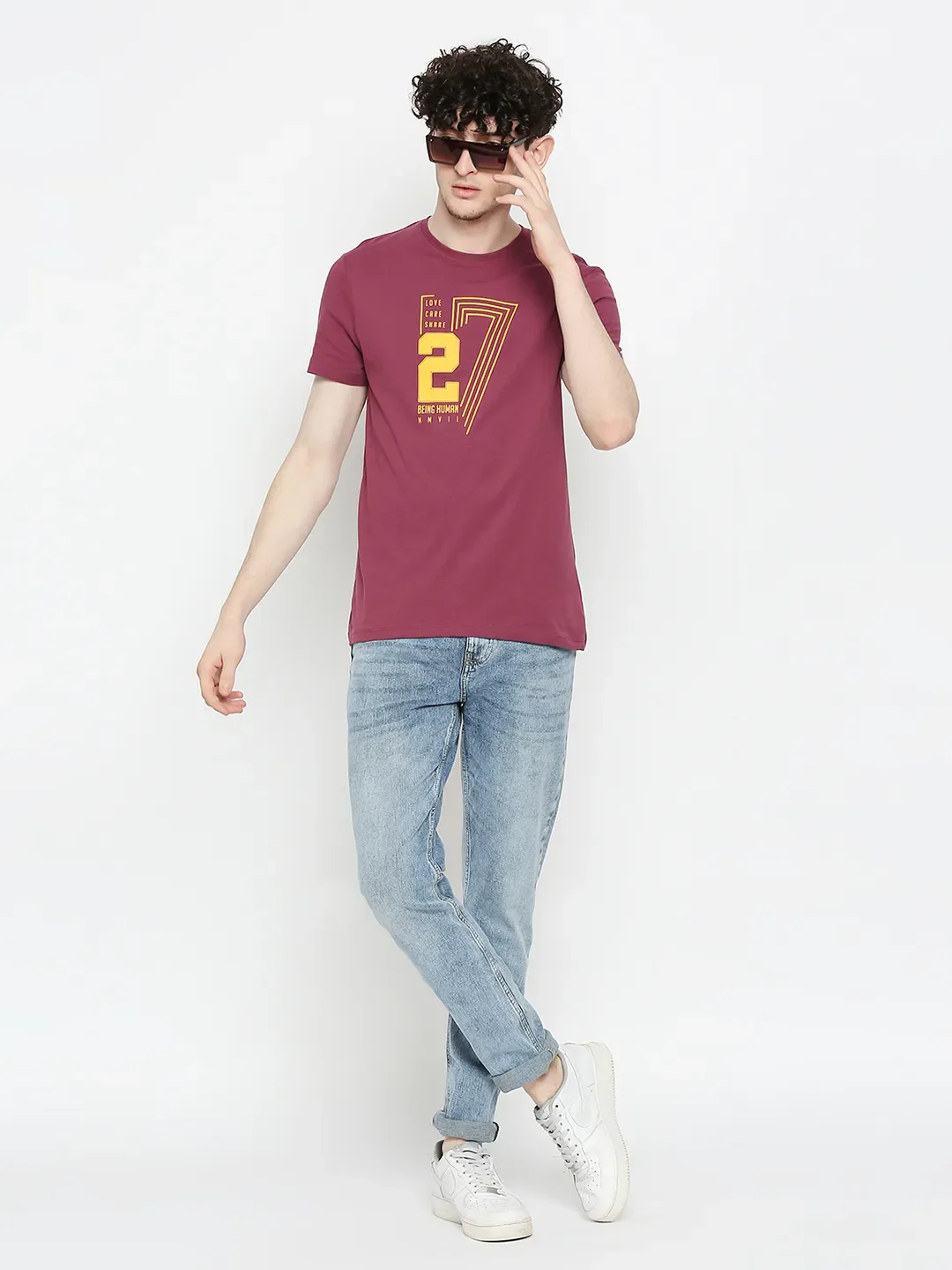Wine Regular Fit Round Neck Men's T-Shirt by Being Human Clothing - Image 6