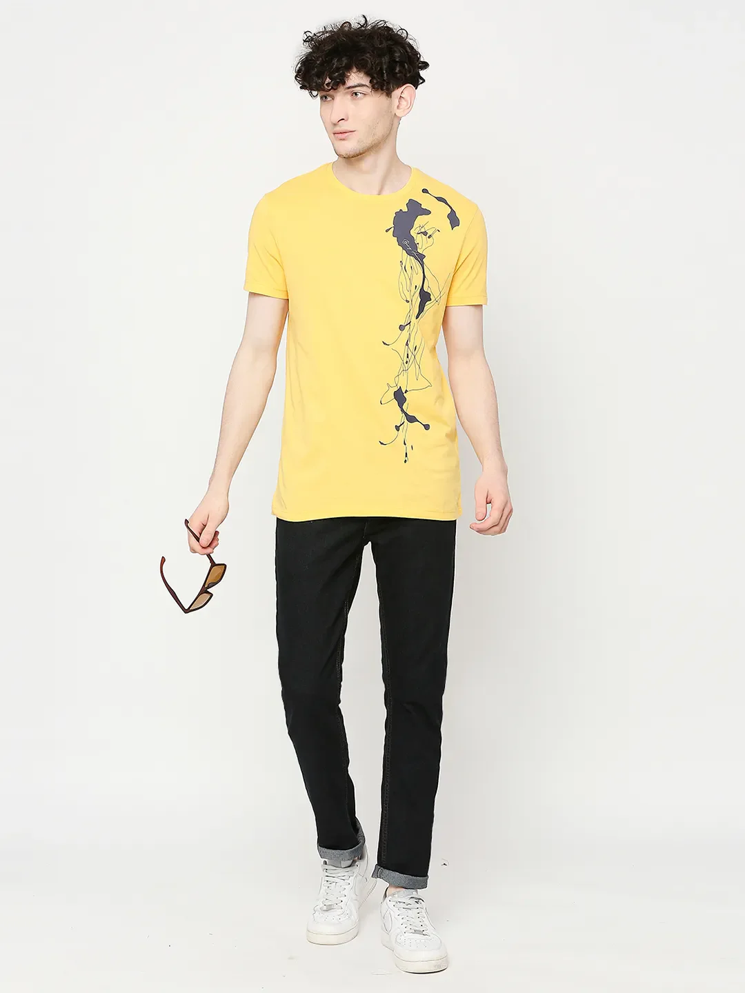 Yellow Regular Fit Men's Short Sleeves T-Shirt by Being Human Clothing - Image 6