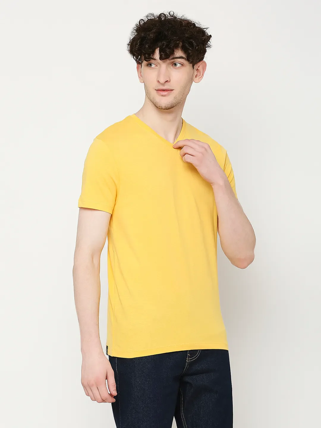 Yellow Regular Fit Round Neck Men's T-Shirt by Being Human Clothing - Image 3